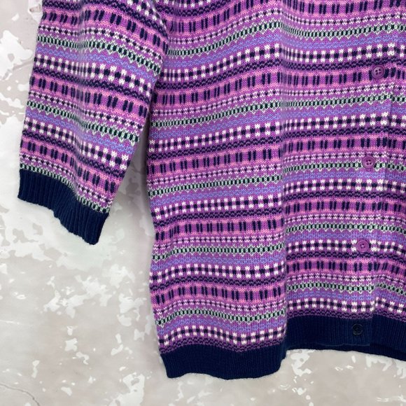 Talbots Fair Isle Nylon Lambswool Cardigan L NWT - Picture 2 of 9